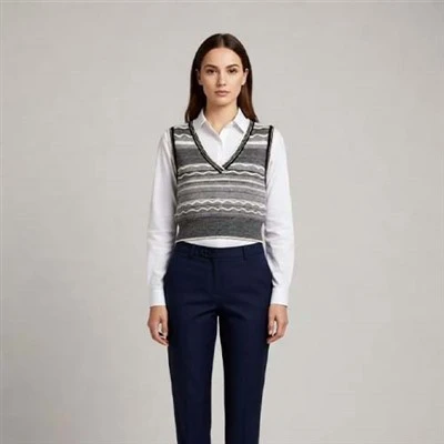 スリム-フィットのデザイナー女性用ニットトップス